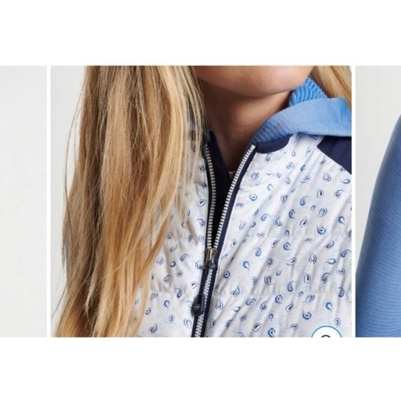 Peter Millar Fuse Hybrid Vest Medium Tossed Paisley White/Navy zippered NWT $225 - Picture 3 of 12